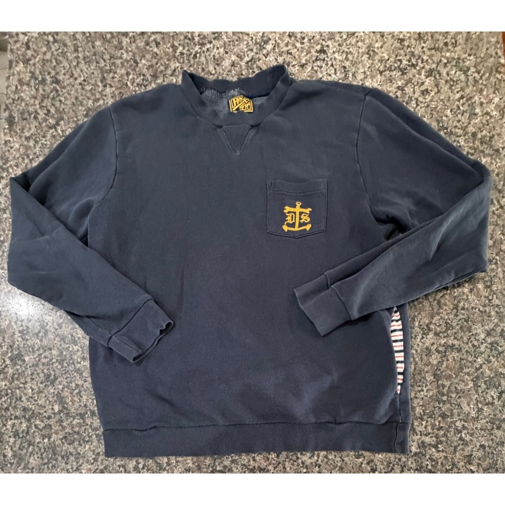Dark Seas Mens Navy Blue Anchor Logo Pocket Sweatshirt Size Medium Nautical